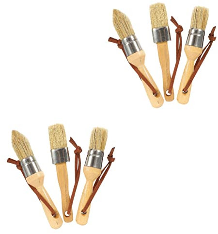 NUOBESTY 2 Sätze Rundbürste Aus Buche Oval Lüfter Leistung Pinsel Kleben Kreidepinsel Holzpinsel Holzstiel Kunstpinsel Für Den Haushalt Wiederverwendbarer Malpinsel Borstenhaar 3 Stück * 2