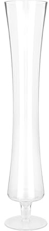 DRW Jarron de Suelo con pie de Cristal Transparente 12,5x12,5x60cm