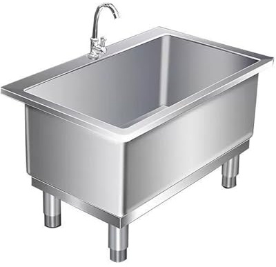CFMAIF Einzelbecken Spülbecken Edelstahl Waschtisch Waschbecken Utility, Werkstatt Spüle Wäscherei Mop-Pool(120cm/47.2in)