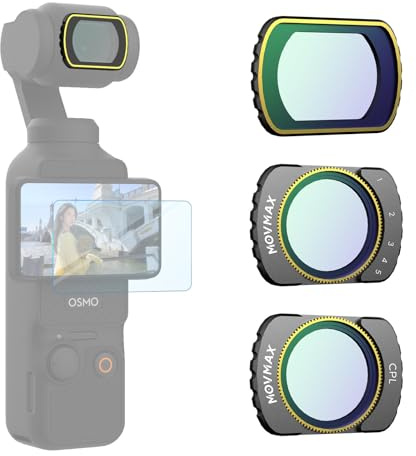 Movmax Magnetic Variable ND Filter Set for Osmo Pocket 3 Creator Combo Accessories, Variable Neutral Density ND2-32 CPL Polarizing Black Mist Diffusion 1/4 Effect Filter