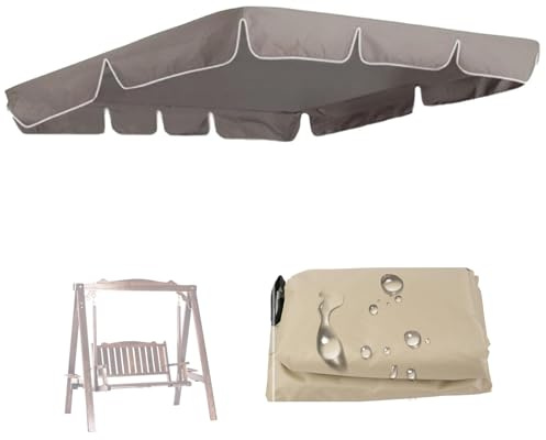 2-3 Seat Garden Swing Canopy Replacement , Swing Chair Canopy Replacement , 210D Oxford Heavy duty Waterproof 2 Seater Patio Swing Hammock Top Protective Cover(Size:195*125*15cm,Color:Grey)
