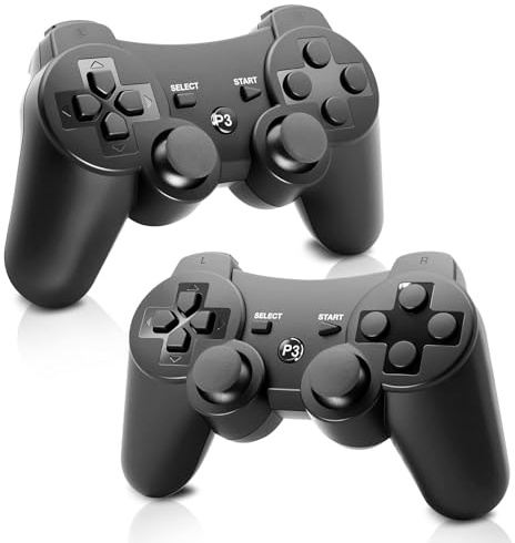 Glitfix Wireless Controller für PS-3,Game Controller Kompatibel mit PS-3, Bluetooth Gamepad Joystick Rechargable Controller mit kostenlosem Ladekabel für PS-3 (2PCS)