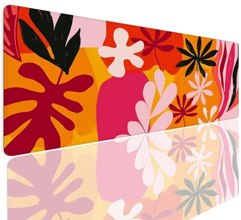 Tapis de Souris Gaming XXL 1200x600x4mm Grand Sous Main Bureau, Gamer Mouse Pad Base en Caoutchouc Antidérapant Étanche Mouse Mat Accessoire Bureau pour Ordinateur, PC, Jeux, étude, Maison Peach 4-861
