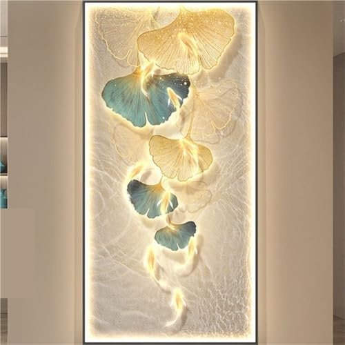 LED-Wandkunst, 3D-beleuchtetes Wandbild für Schlafzimmer und Wohnzimmer, moderne Wanddekoration mit LED-Beleuchtung, Ginkgo-Blatt-Wandmalerei Licht für Heimdekoration
