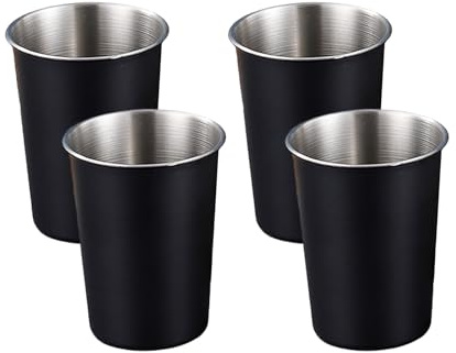 Uqezagpa 4 Stück Trinkbecher Edelstahl Kinder Becher Stabile Metall Trinkgläser für Camping und Alltag