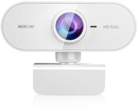 Kouric Webcam for PC Laptop MAC with Microphone,HD Streaming Camera,USB C Plug and Play Face Web Cam for Desktop Computer,Youtubers,Video Calling,Windows,Microsoft with Rotatable Clip White