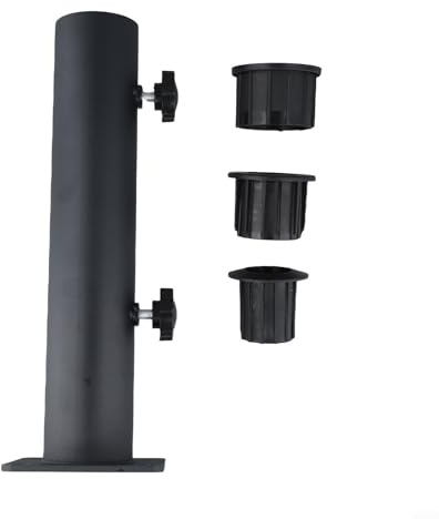 Tubo di supporto per ombrellone con manicotti di riduzione per pali da giardino da 48 mm/38 mm/32 mm, base in acciaio inox con meccanismo di sicurezza a manopola per patio esterno