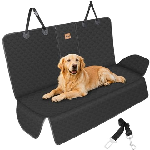 KYG Dog Car Seat Cover with Armrest Opening, Waterproof & Scratch-proof Rear Seat Cover for Dogs, Universal Fit, 135 * 130cm, Black (Not Compatible with ISOFIX) | Waterproof & Scratch-proof Dog Covers For Car Back Seat, Universal Fit 135×130cm, Black,(Not Compatible With ISOFIX)