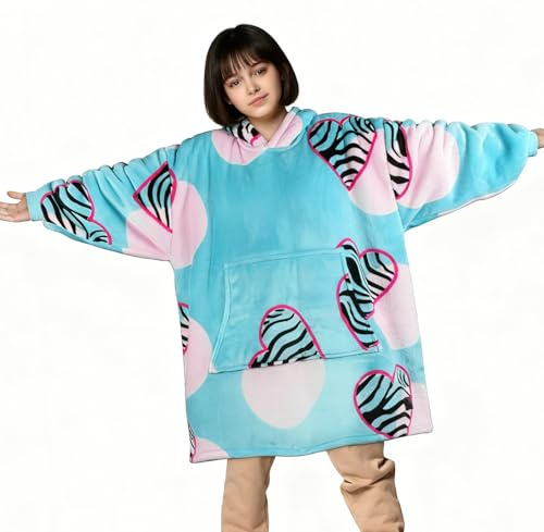 Kato Tirrinia Manta con capucha regalo, sudadera de gran tamaño Sherpa, sudadera manta gigante con amplio bolsillo frontal, manta con mangas, suéter manta para adultos, hombres, mujer, novia, esposa