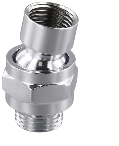 ComfyHarbor Brass Shower Head Connector Swivel Adapter With Adjustable Ball Joint For G1/2 Thread Shower Arms And Heads, Leakproof Design, Brushed Silver Black Options(Silver)