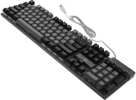 HIAKDOFT Clavier de Jeu Mécanique 104 Touches Filaire Rvb Ergonomique Rétroéclairage Trous de Drainage Connexion USB pour Bureau et Gaming Nocturne