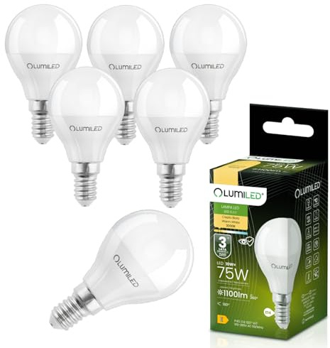 Lumiled LED Leuchtmittel E14 P45 10W ersetzt 75W 1100lm 3000K Warmweiß 230V 180° Abstrahlwinkel Nicht Dimmbar Tropfenform Energiesparlampe 6er Pack – LED Lampe in kleiner Kugelform
