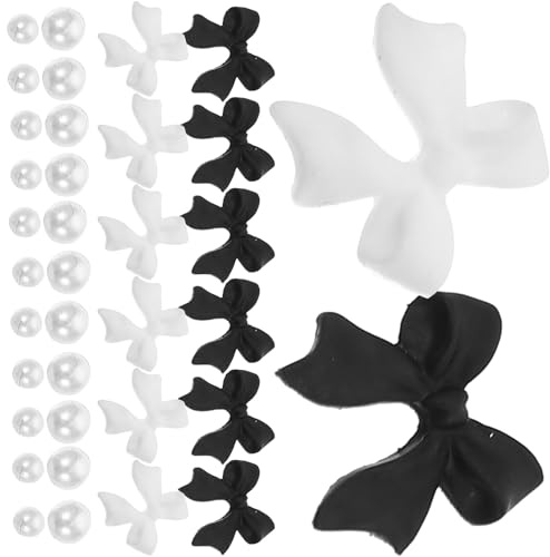 IWOWHERO Amuletos de Uñas 3d para Decoración de Manicura DIY Lazo y Perlas de Plástico Elegantes para Trabajo y Compras