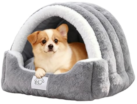 Grotta per animali domestici in peluche, tenda per dormire con morbido cuscinetto rimovibile, confortevole rifugio per gattini per sonnecchiare e rilassarsi, struttura in tessuto resistente, per
