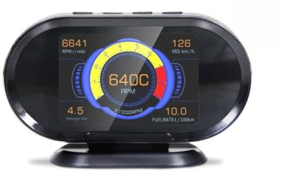 Appareil de diagnostic OBD2 pour voiture avec écran LCD numérique de 3,5 pouces - Scanner multifonction pour afficher la vitesse, la température du moteur et de l'huile, la tension de la batterie, la