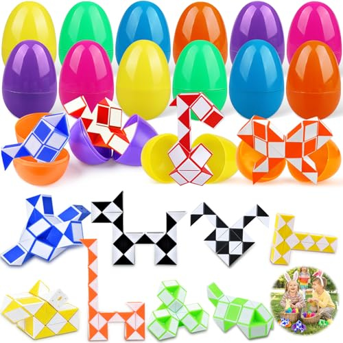 Magic Snake Zauberblöcke für Kinder Eggs 12 Wundertüte Kinder Ostereier Xxl Uberraschungseier Ostergeschenke Kleinigkeit Egg Ausgeblasene Eier Anti Stress Ball Zauberblock Konzentrationshilfe Schule