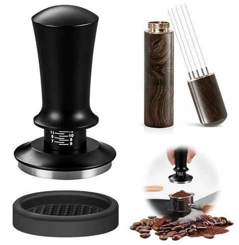Coffee Tamper 51 mm Coffee Press Tamper Metal Black with Scale