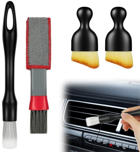 AYESY Car Detailing Brush Set, 5 PCS Car Interior Brush, Soft Bristles Non-Scratch Dust Removal Brushes Tool with Storage Bag for Interior/Exterior Automotive Wheels
