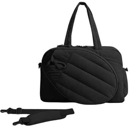 Tennistasche Damen für 2 Schläger, Wasserdichte Tennisrucksack mit Separatem Schuhfach, Multifunktionale Schultertasche für Tennis Padel Badminton Training Turniere Alltag Büro Reise (schwarz)