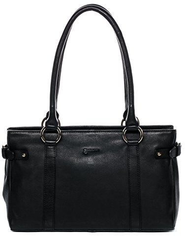 BACCINI Handtasche mit Langen Henkeln echt Leder - Henkeltasche Noemi - Schultertasche Damentasche - Ledertasche Damen schwarz handgefertigt