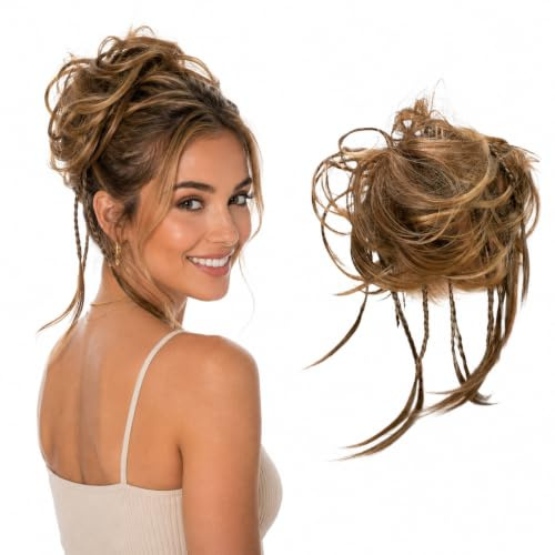 CAISHA XXL Hårstycke Hårelastiskt Updos Brudfrisyrer Voluminöst Vågigt Bulle Brun Blandning G6D