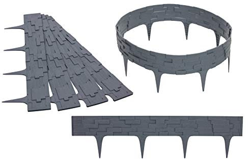 GARDENIX 3,16 m bordo effetto pietra per aiuole contorno aiuola Prato Giardino Palizzata recinzione per aiuole Grigio