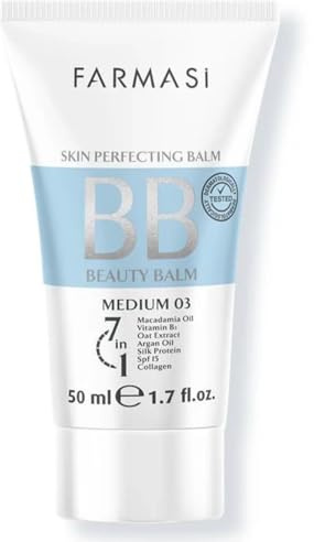 FARMASi BB Cream Beauty Balm, Tinted Moisturizer with SPF 15, Lightweight Matte Finish, Buildable Coverage Face Makeup, 1.7 fl oz, 03 Medium