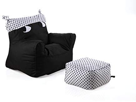 Sweety Toys 12176 barnstol set med svart pall med vit hatt inomhus/utomhus vattentät