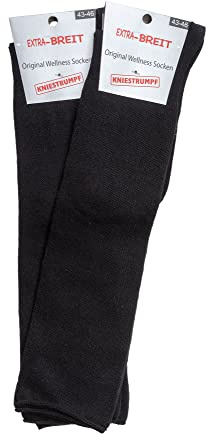 Wowerat 2 pares de calcetines para diabéticos hasta la rodilla, extraanchos, para diabetes, Negro , 35-38