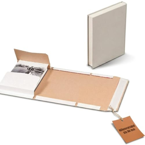 KK Verpackungen Buchversandverpackung DIN A5 217x155x60mm | 25 Stück, Höhenvariable Wickelverpackung mit Selbstklebeverschluss & Aufreißfaden | Für Bücher, Drucksachen, Medien | Weiß, B-Welle