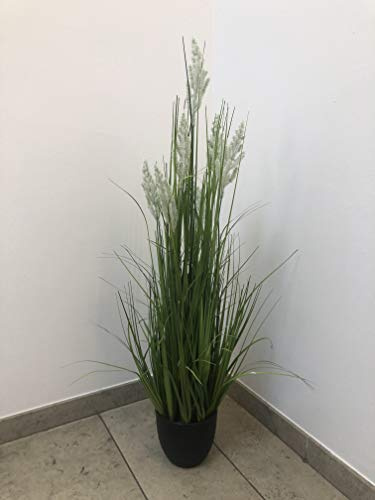 mucplants Künstliches Foxtail Gras im schwarzen Topf ca. 90cm grün Kunstgras Kunstpflanze Zierpflanze