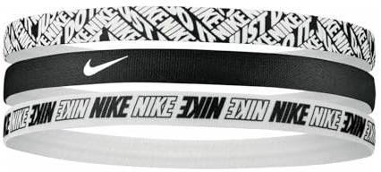 Nike Haarbänder, 3 Stück, Schwarz / Weiß, Grafiklogo, schwarz / weiß, 1 count (Pack of 3)