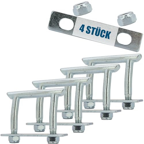 Arceau d'arrimage | 2500 daN | Œillets d'arrimage de sécurité de charge en U | Convient pour remorques de voiture, camionnettes, sprinter, camions | Avec contre-plaque et écrous M12 (4 pièces)