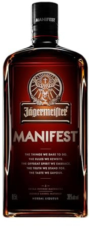JÄGERMEISTER Manifest 500 ml, 38% Vol, Licor de Hierbas Premium | Con Ingredientes Botánicos, Notas de Vainilla, Cardamomo y Azafrán