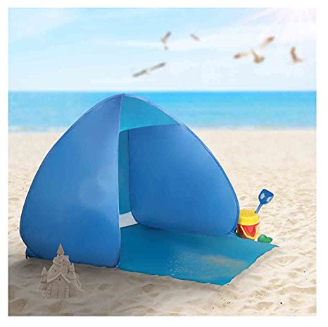 Idena 30233 - Pop-Up Strandzelt mit UV-Schutz 40+, mit verlängerter Bodenmatte, verschließbarer Rückseite mit Netzteil, ideal für Strand, Freibad, Garten und im Urlaub