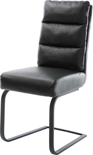 Schwingstuhl Pela-Flex Freischwinger flach Schwarz Echt-Leder Schwarz | Taschenfederkern