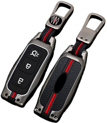 Happyit Zinklegierung + Silikon Autoschlüssel Hüllen für Ford Fiesta Focus Mondeo Kuga Flucht Falcon Galaxy Fusion Mustang Explorer Edge Escort Mk3 Mk4 Ranger 3 Tasten (D, Matte Farbe)