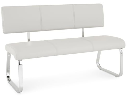 IDIMEX Esszimmerbank Vilas Dreisitzer, gellgrau - gepolsterte Essbank mit Rückenlehne für 3 Personen, Sitzbank aus Kunstleder für Küche, verchromtes Metallgestell