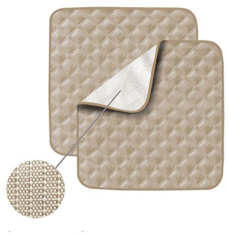 SGerste Ultra waschbare Sitzpolster (53,3 x 55,9 cm) für Inkontinenz – Senioren, Erwachsene, Kinder oder Haustiere, Unterlagenschutz, 4-lagiges Design, saugfähige Polsterung, Schutz (Kaffee) (Beige)