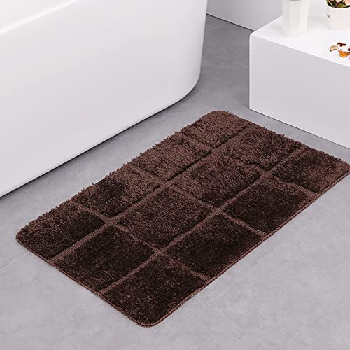 LNXSESN Badezimmerteppich Dunkelbraun Badematte Flauschig Mikrofaser Badvorleger rutschfest Duschvorleger Schnelltrocknend Badteppich Waschbar Duschvorleger Verdicken Badematten Badmatte 40x60cm