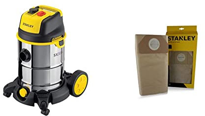 Stanley SXVC30XTDE Aspirateur Solides et Liquides (1600 W, 30 l) & Sacs Filtre en Papier, Standard, Havane, Taglia Unica