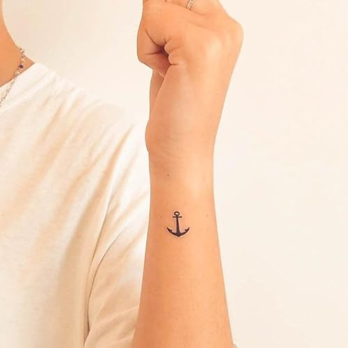Inkster Tattoo Kleiner Anker | NEU: Verbesserte Qualität | Hautfreundlich & EU Kosmetikzertifiziert | hochwertige Temporäre Tattoos aus pflanzlichen Inhaltsstoffen | wasserfest