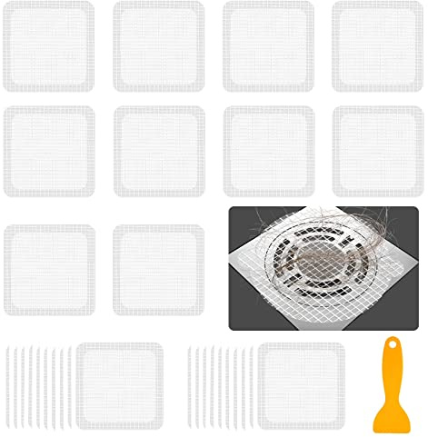 30 Stücke Einweg Duschabfluss Mesh Aufkleber Abfluss Haarfänger Waschbecken Sieb Aufkleber Platz Spülsieb Aufkleber Badezimmer Haarfänger Abdeckung für Duschen Badewannen (10 cm)