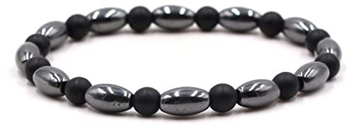 Aotiwe Bracelet for Men, Armband Herren Perlen Mode Elegant Schwarz Kristall 19cm mit Rundschliff Zirkonia