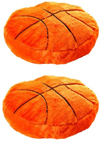 2Pcs Basketball Sports Fluffy Soft Throw Pillow Toy, Basketball Plush Sport Theme Cushion, Sphere Toys Gift for Kids Boy Girls Children Room Decoration