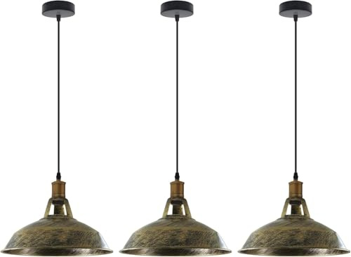 LEDSone Moderne Vintage-Pendelleuchte, industrielle Deckenleuchte, ideal für Esszimmer, Bars, Clubs und Restaurants, E27-Sockel (grün Messing) (Grünes Messing) (Gebürstetes Messing)