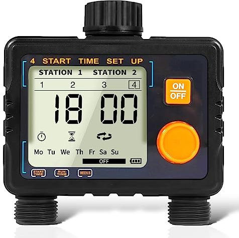 rainfactory Digitaler Bewässerungscomputer mit 2 Ausgängen, IP65 wasserdicht, intelligente Bewässerungssteuerung, Regensensor, Kindersicherung, für Garten Bewässerungssystem, Rasen, Tropfbewässerung