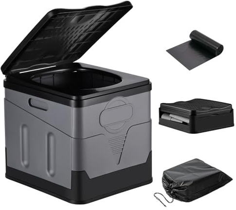 Toilette Portatile da Campeggio, Toilette Portatile Pieghevole da 11 Pollici Con Coperchio, Toilette Portatile Per Auto, Bagno all'aperto, Viaggi Spiaggia Toilette d'emergenza