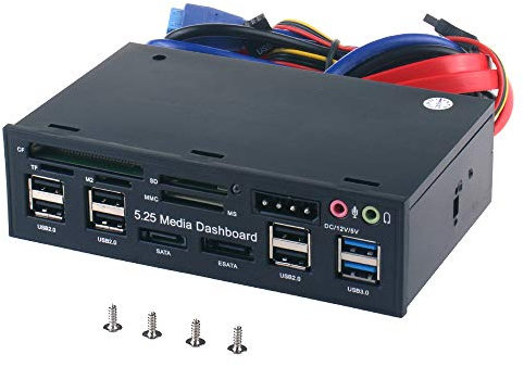 SDKDZKG 5.25 Inch PC Multifunctional Dashboard Media Front Panel Audio,with SATA e-SATA Dual USB 3.0 6 Port USB 2.0 Five-in-ONE Card Reader