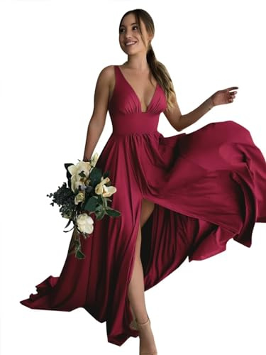 BABYONLINE D.R.E.S.S. Robe Soiree Chic Mariage Fete Cocktail Femme élastique avec Fente Longue Maxi Dos Nu Sexy